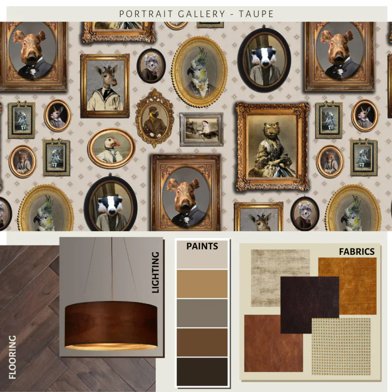 Portrait Gallery tapet taupe/lys
