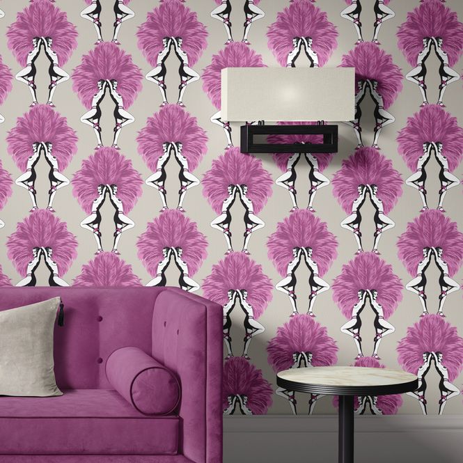 Hovedbilde Showgirls tapet metallic rosa og cream