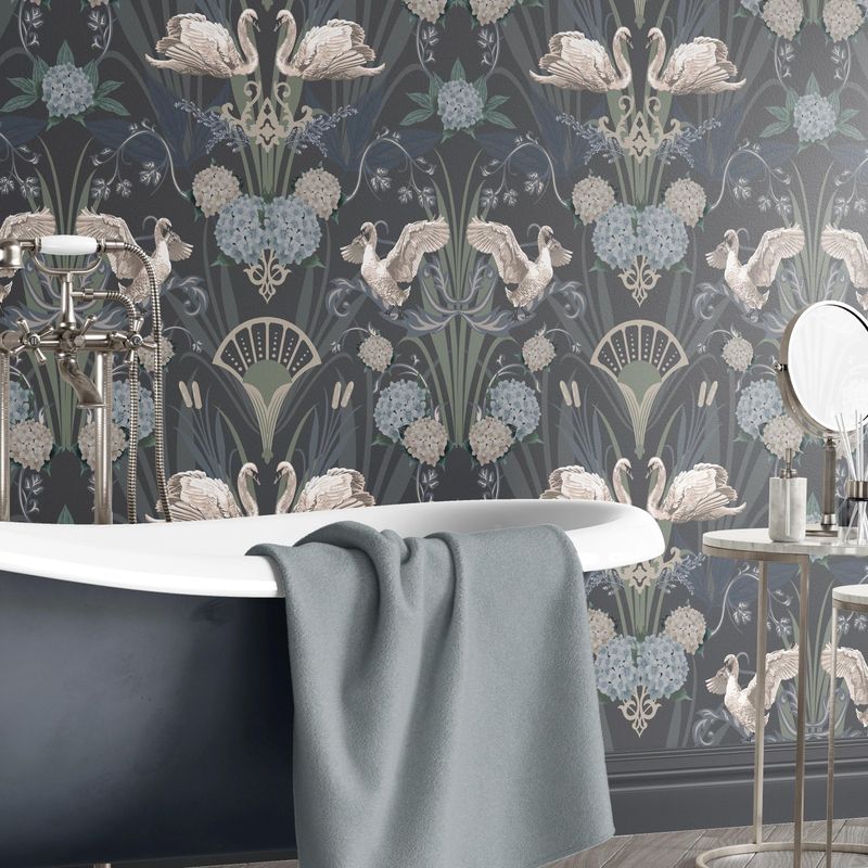 Deco Swan svane tapet blå