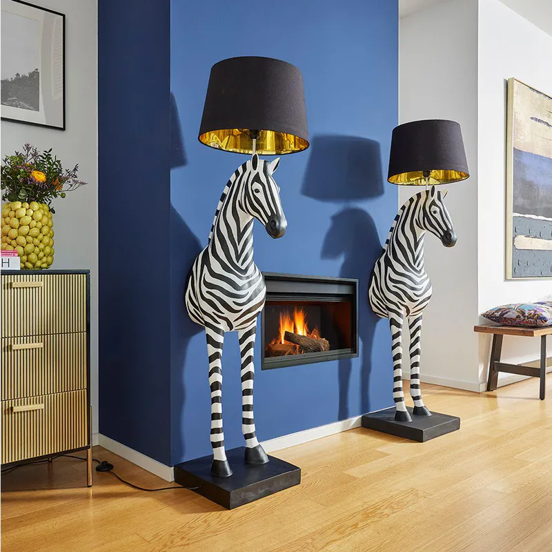 Gulvlampe Zebra Zora hvit sort Werns