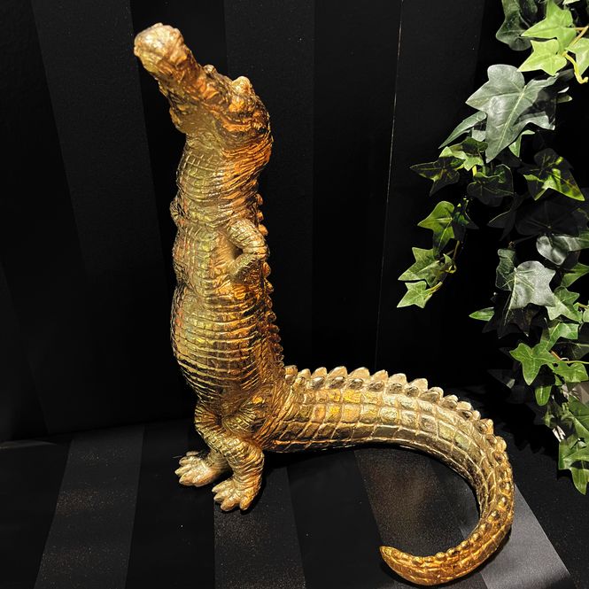 Hovedbilde Alligator figur 39cm gull, Kare design