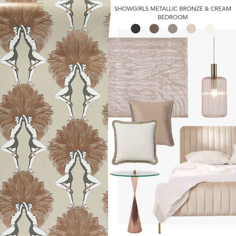 Showgirls tapet metallic bronze og cream/beige